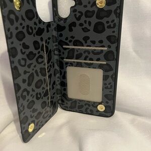 Leopard Print Phone Wallet Case - Black